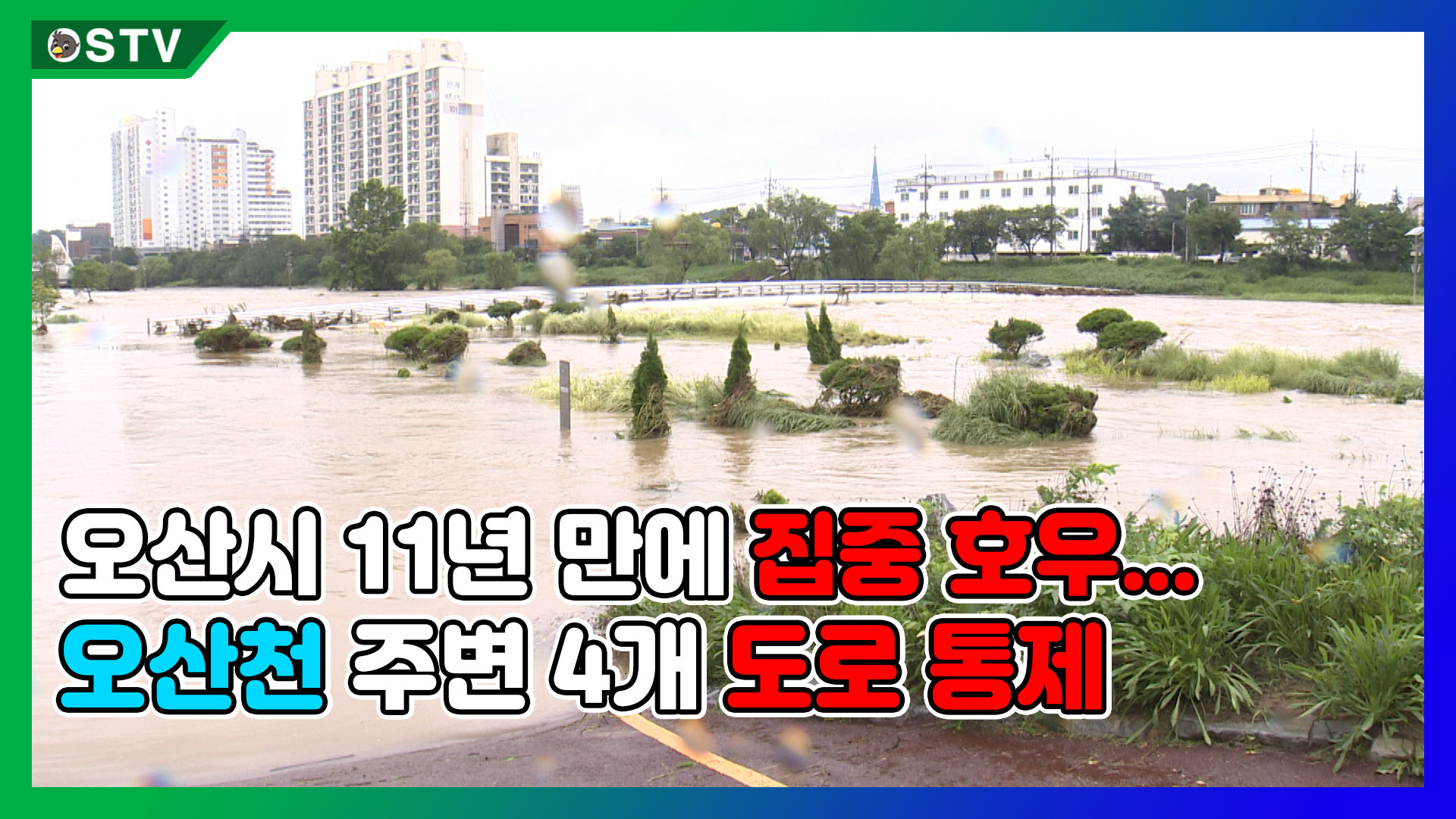 오산시 11년 만에 집중 호우...오산천 주변 4개 도로 통제